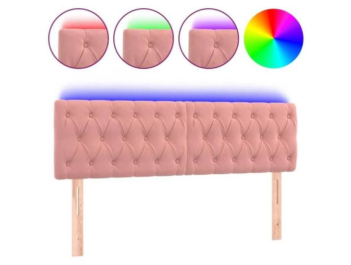 Tête de lit - Dbaiyi-Ddis - Rose - Velours - LED - 144x7x78/88 cm
