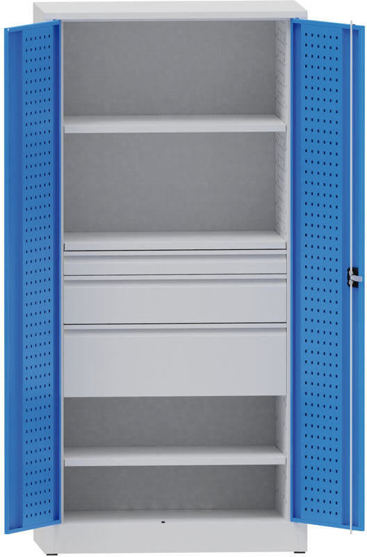Kovona Werkstattschrank Metall, 1950x950x500 mm, 2 Fachböden, 3 Schubladen