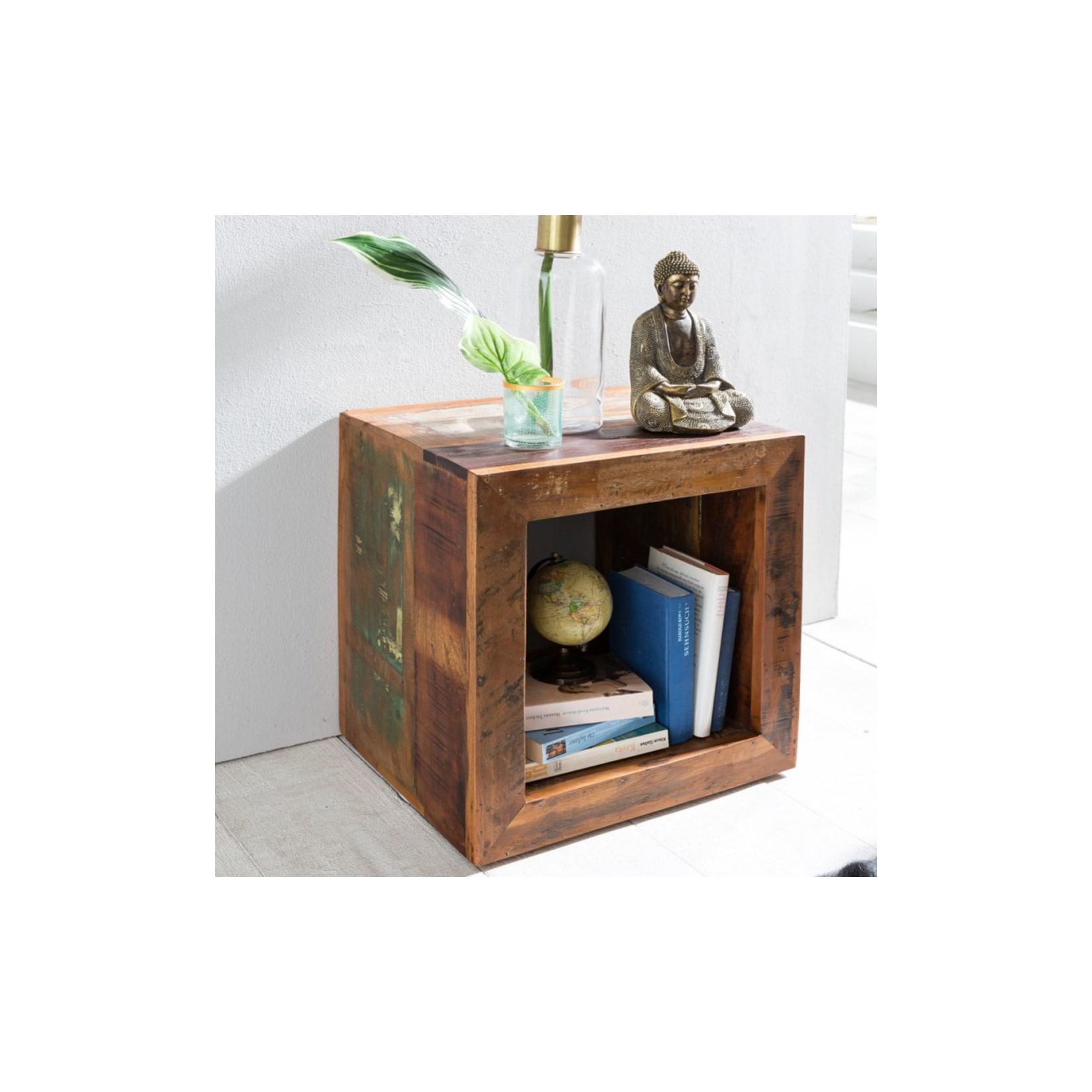 KADIMA DESIGN Rechteckiger Beistelltisch Diana, 45x45x35 cm, Mango-Holz - Shabby-Chic & Stabil