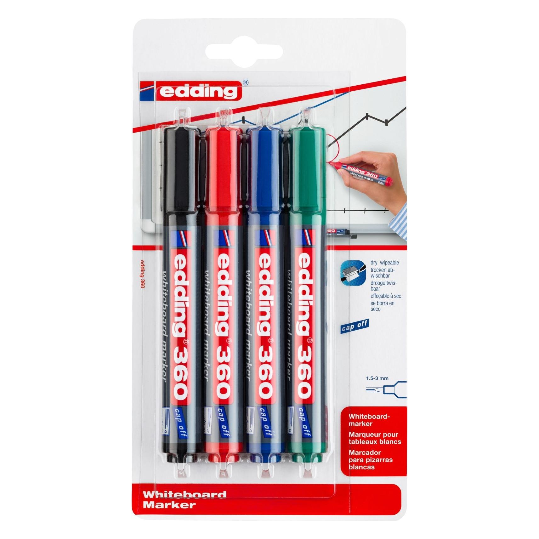 Edding e-360 Whiteboard marker set af 4 assorterede farver (4x) (4-360-4-1999)