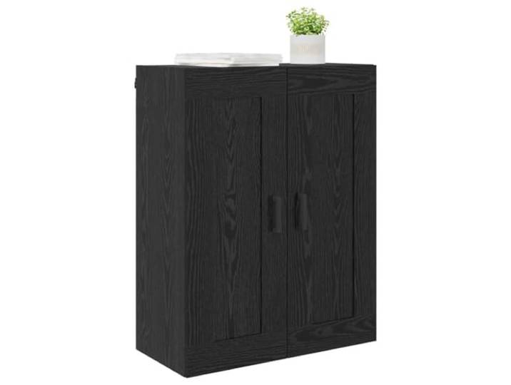 Wandschrank Schwarz Eichen-Optik 69,5x34x90 cm mit Metallgriffen Moderne Optik, klare Linien, Holzwerkstoff, mattschwarze Griffe, platzsparend, vielseitig nutzbar