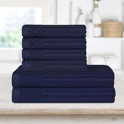 Superior Ribbed Cotton Absorbent Heavyweight Hand Towel and Bath Towel Set