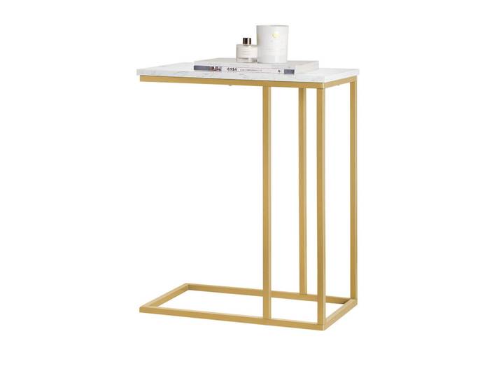 SoBuy Beistelltisch Golden, Goldfarben, Holzwerkstoff, 48x61x30 cm, Wohnzimmer, Wohnzimmertische, Beistelltisch