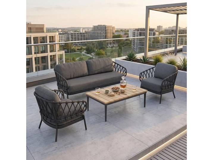 Tierra Outdoor Natal Loungeset inkl. OUTLIV. Loungetisch Aluminium/Rope/Olefin Dunkelgrau