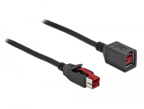 Delock USB-Stromkabel PoweredUSB 24V Stecker, PoweredUSB 24V Buchse 1.00m Schwarz 85985