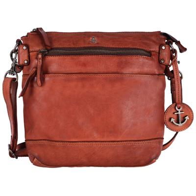 Umhängetasche HARBOUR 2ND "Isalie2", Damen, Gr. B/H/T: 24cm x 23cm x 6cm, braun (cognac), Rindsleder, Taschen Umhängetasche, Umhängetasche, Schultertasche, Tragetasche Anker Anhänger