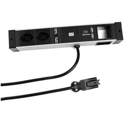 Bachmann, Steckdosenleiste, Desk Rail - 2 m - 2 AC-Ausgänge - Indoor - Typ J - Aluminium - Kunststoff - Schw (2x, Typ 13, 2 m)