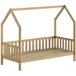 HAUSBETT Kandace 90x200 Eiche massiv natur mit Dachaufbau