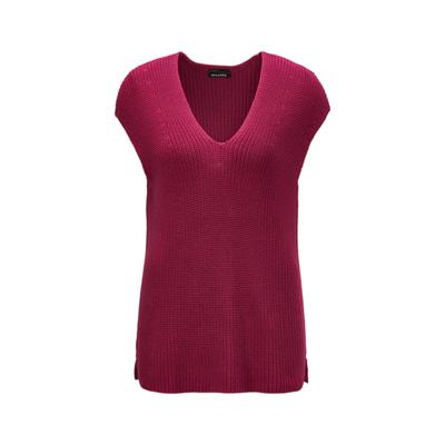 Pullunder GOLDNER "Modischer Pullunder", Damen, Gr. 52, rot (merlot), Obermaterial: 50% Baumwolle CO. 50% Polyacryl PAN., V-Ausschnitt, Sonstiges, Pullover Pullunder, hochwertige Strickminderungen