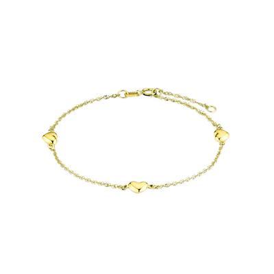 Armkette AMOR "Herzen", gold (gelbgoldfarben), Armbänder, Damen, 19cm, Gelbgold 375, Armkette