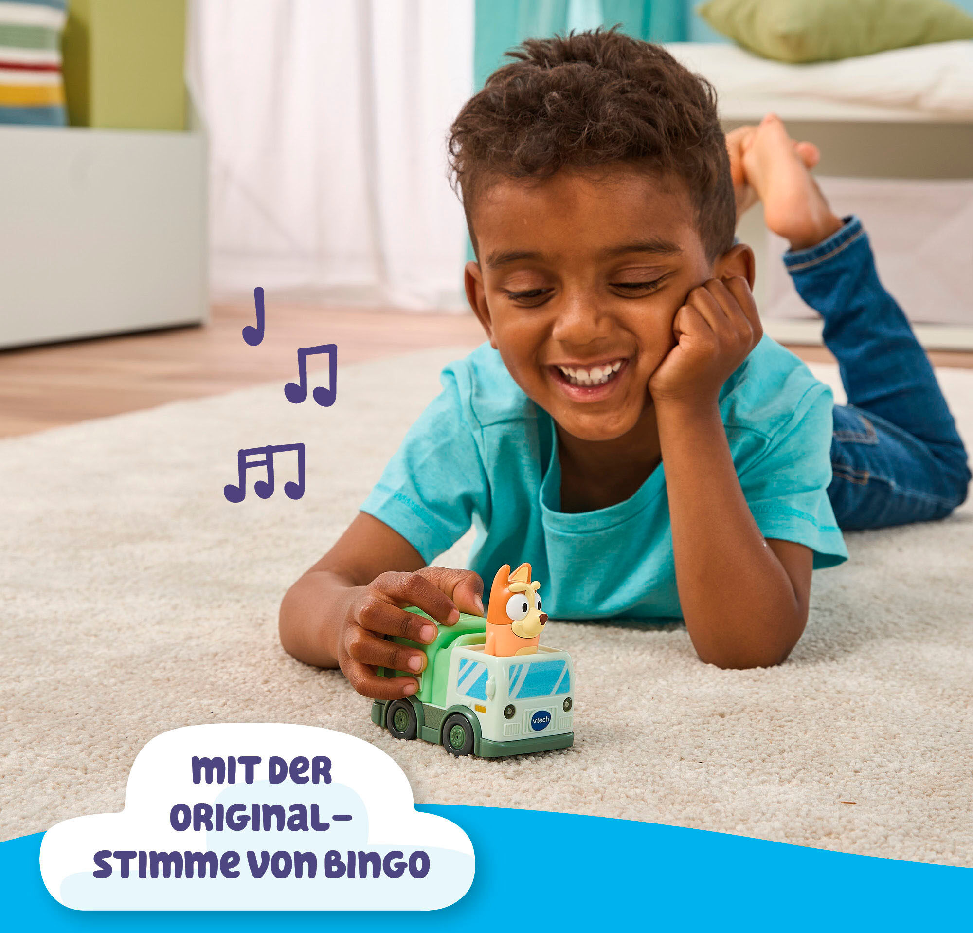 Spielzeug-Müllwagen VTECH "Tut Tut Baby Flitzer, Bingos Müllwagen", grün (bunt), Spielzeugfahrzeuge, KinderB:9,2cm H:9cm T:5,5cm, Kunststoff, Spielzeug-Müllwagen, mit Licht und Sound, B:9,2cm H:9cm T:5,5cm