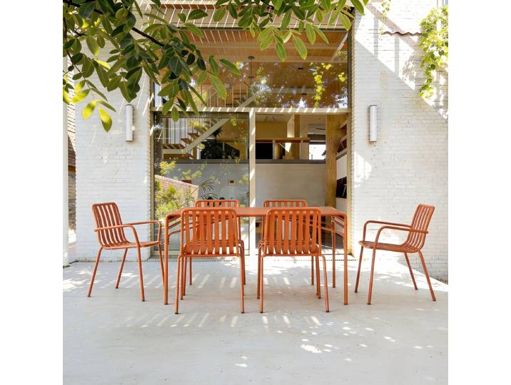 Gartenmöbel-Set aus Metall orange, 6-Sitzer Gaby - Orange - Metal