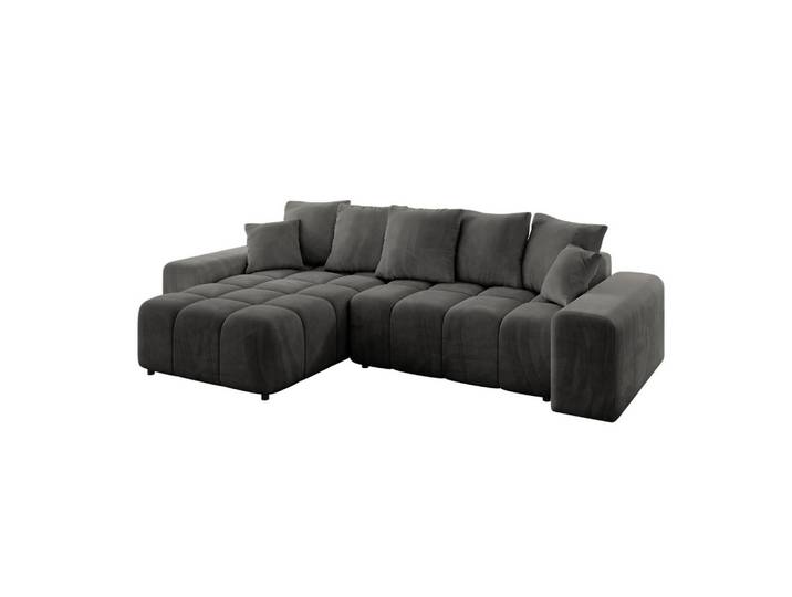 ECKSOFA Ottomane links ENIL-L 297x189x68 Dunkelgrau Velours