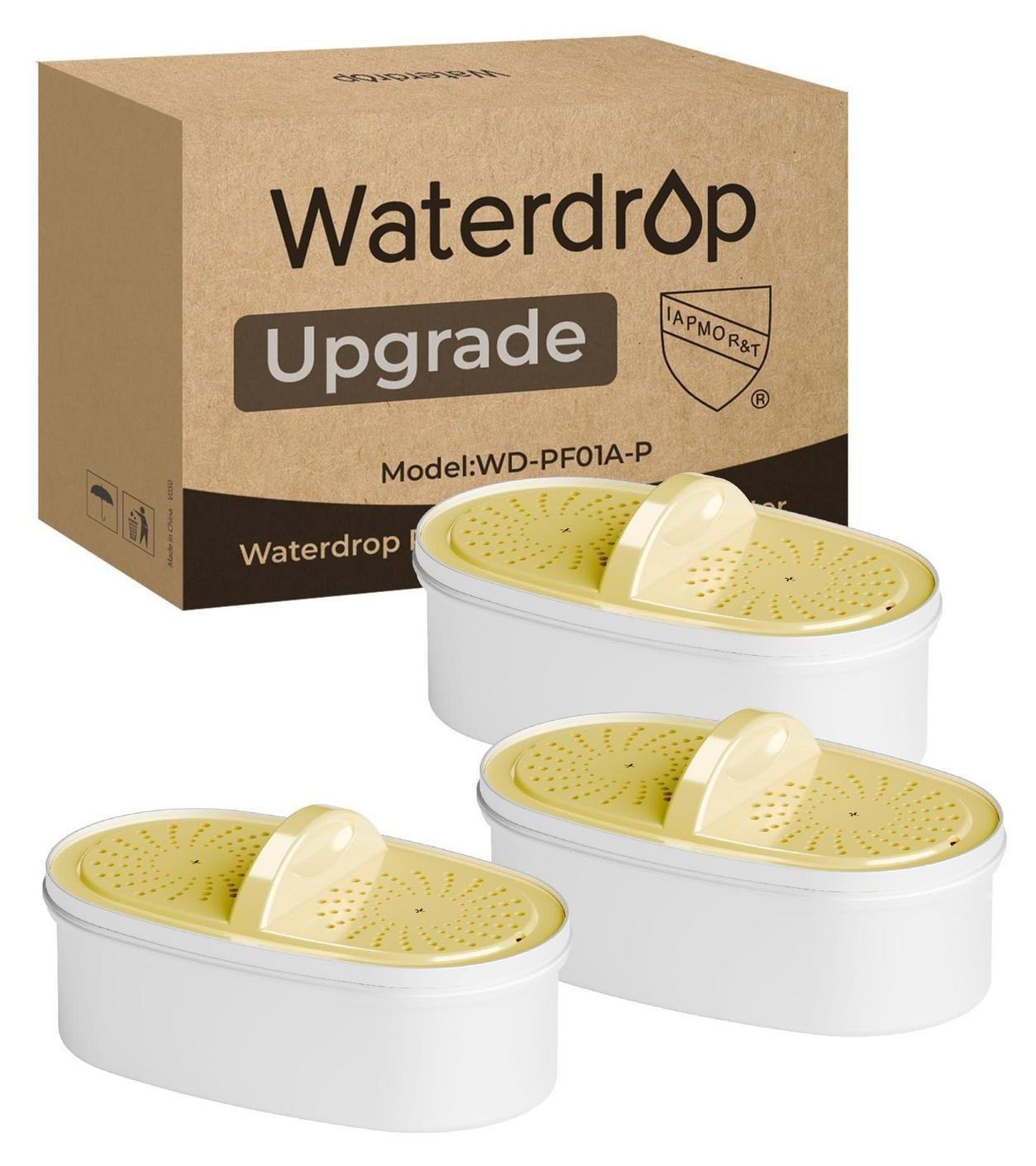 Waterdrop Waterfilterpatronen WD-PF01A-P verbeterde versie, geschikt voor kannen en dispensers, vermindert PFAS, chloor, cadmium, koper en kwik