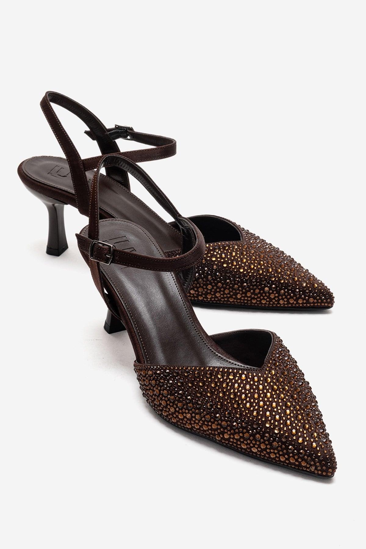 Forever & Always Vilka verzierte Slingback-Kitten-Heel-Pumps - Braun