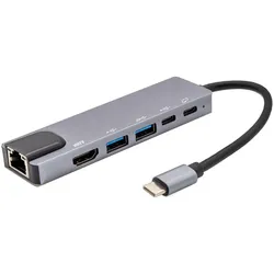 E+P MPA6 (USB-C, 6 Ports), Dockingstation + USB Hub, Silber, Schwarz