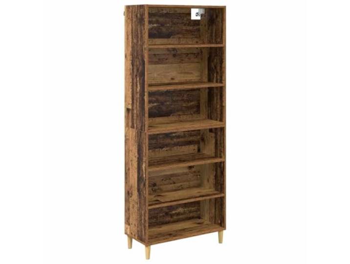 Highboard Altholz 69,5 x 32,5 x 180 cm Holzwerkstoff Esszimmer, Wohnbereiche, rechteckige Form, geräumige Regale, Pfostenbeine, Rückendesign als Raumteiler