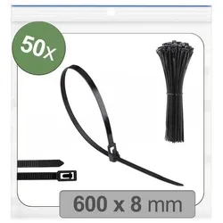 Quadrios, 25CA702 25CA702 600 mm 8 mm Schwarz Lösbar, mit Hebelversch (600 mm, 50 Stk.)