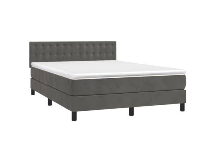 vidaXL Boxspringbett mit Matratze Dunkelgrau 140x200 cm Samt