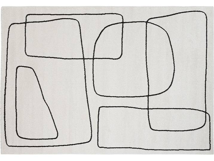Tapis rectangulaire motif line art blanc cassé et noir 160 x 230 cm TIANA