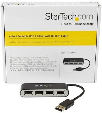 Startech.com 4-port portable usb 2.0 hub with built-in cable