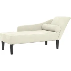 Décoshop26 - Chaiselongue für den Innenbereich mit cremefarbenen Samtkissen DEC026071 DEC026071