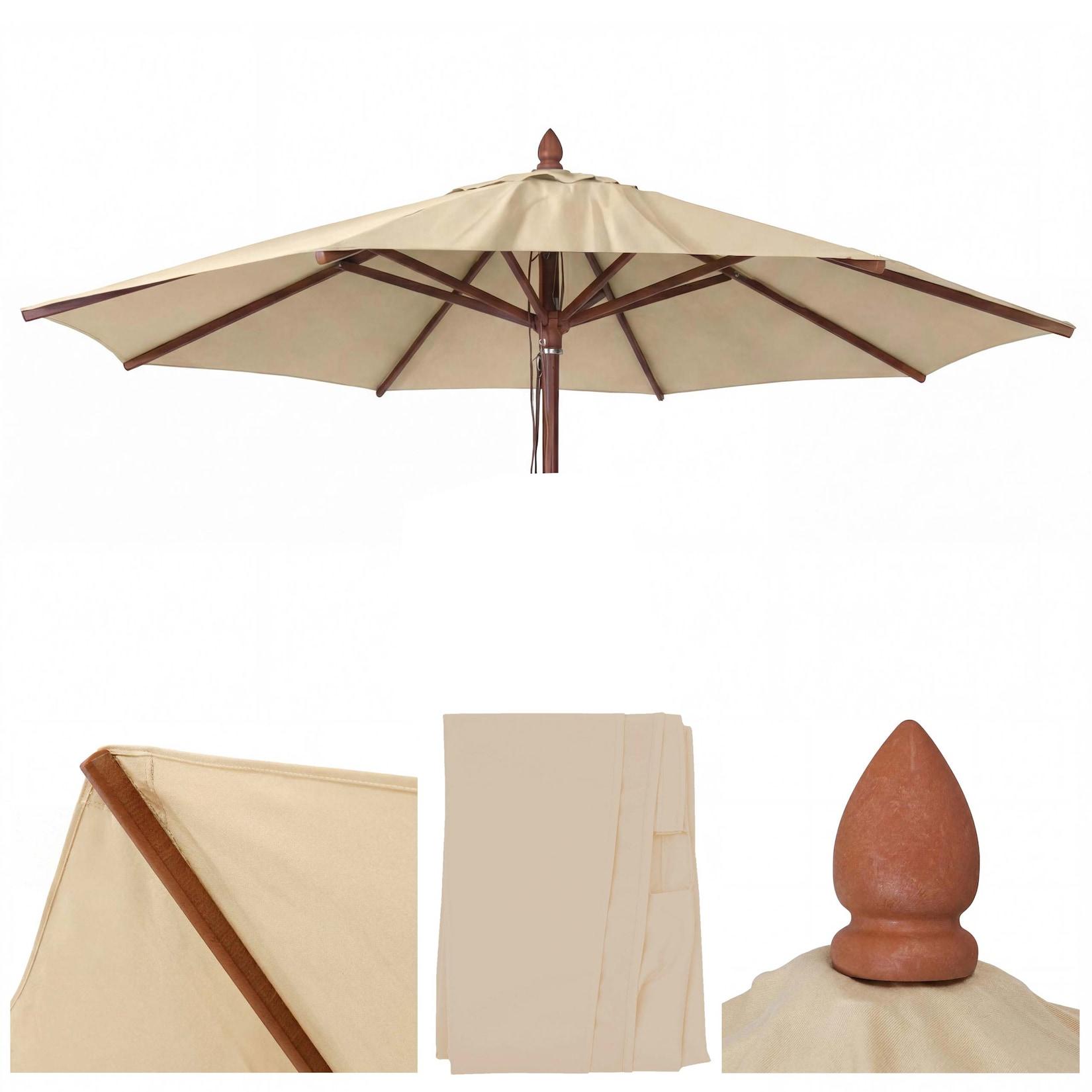 Ersatz-Bezug für Gastronomie Holz-Sonnenschirm MCW-C57b, Sonnenschirmbezug, rund Ø3m Polyester ~ creme