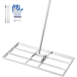 VEVOR Rasenrakel mit Stiel, 355x762mm Bodenplatte, Nivellierrechen aus Karbonstahl, Levelingrake, Rasen-Nivellierungsrechen für Rasenpflege, Rasen-Nivellierungsrechen, Hof und Golfplatz