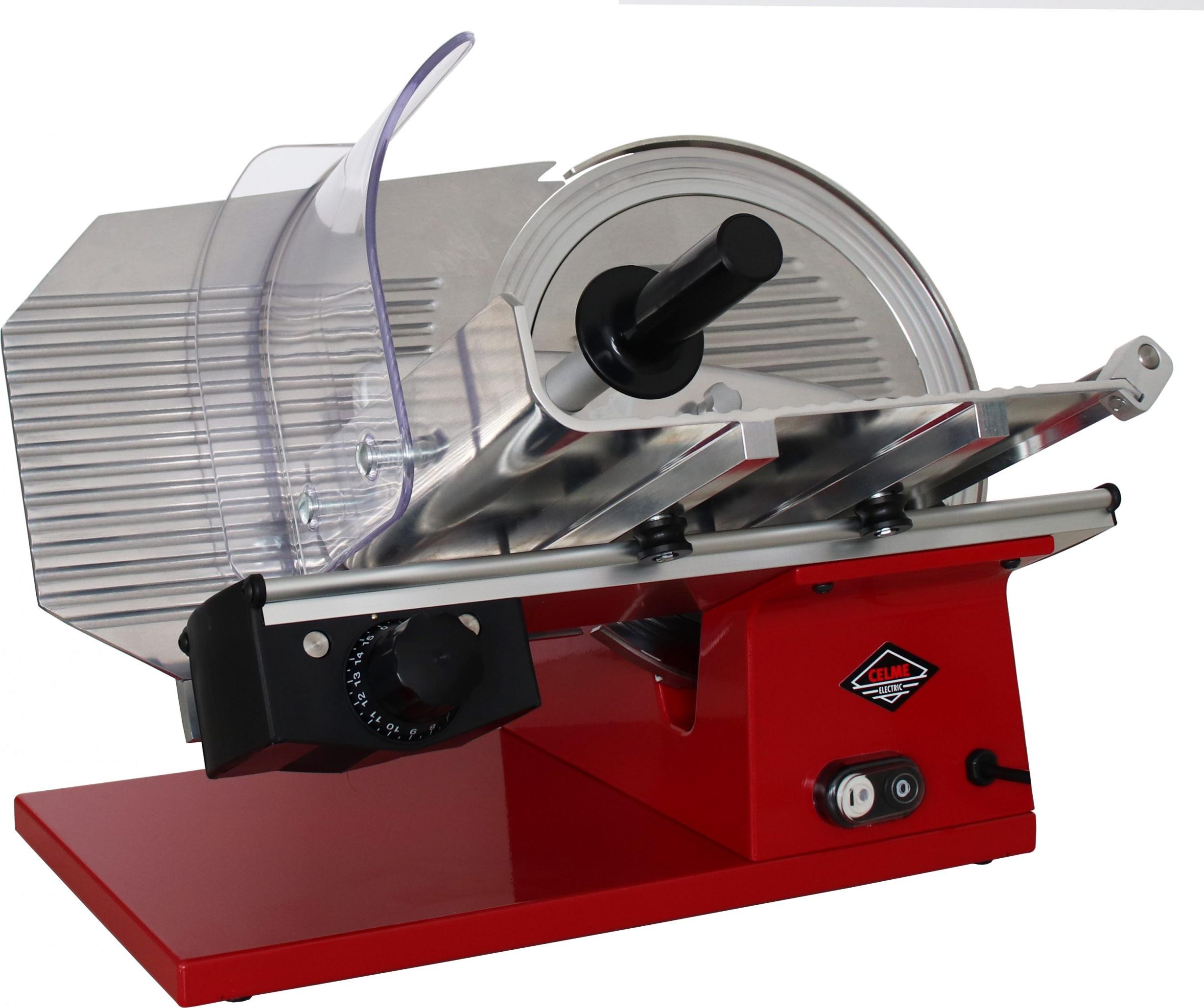 Celme - EVOLUTION PRO 300 Aufschnittmaschine - Antihaft-Stahl - 300 mm Klinge - 42,5 x 54 x 45 cm - Design und Zuverlässigkeit - ROT