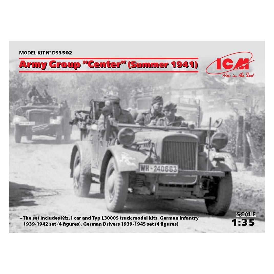 ICM Army Group"Center"(Summer 1941)(Kfz1,Typ L3000S,German Infantry(4 figures)Ger.Drivers (DS3502)