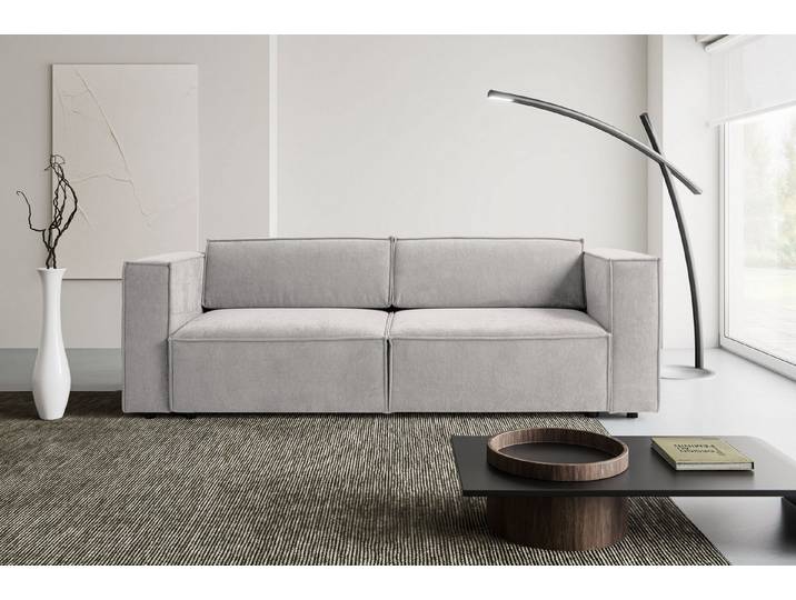WERK2 Schlafsofa Kansas Breite 252 cm, modern & bequem, viel Platz, kubisches Design, Struktur, Bettkasten