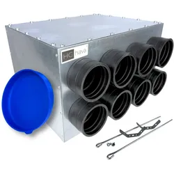 Lüftungsverteiler Verteilerkasten 8x75 Ø160 Wohnraumlüftung Luftverteiler E-KRT-8x75/160-OC