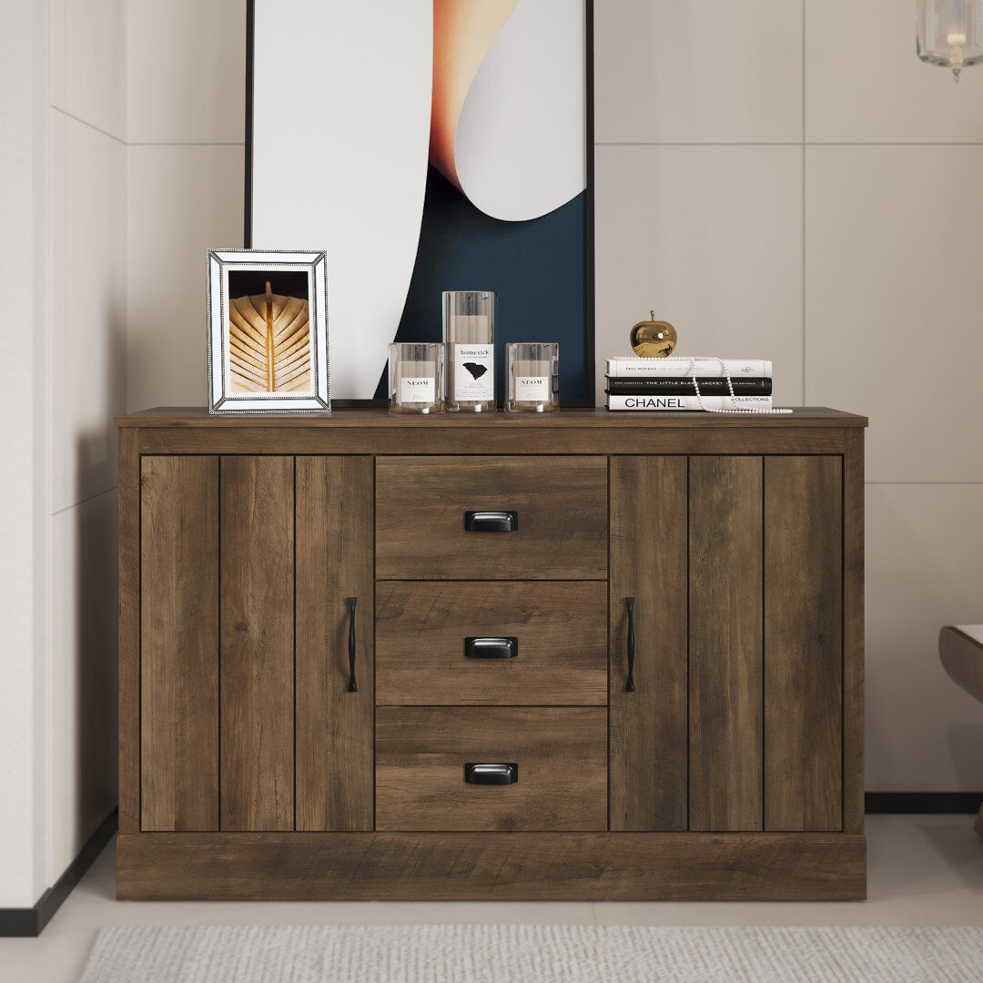 Marlow Home Co. Bristol Wide 2 Door 3 Drawer Sideboard Knotty Oak 72.6cm H X 113cm W X 40.8cm D