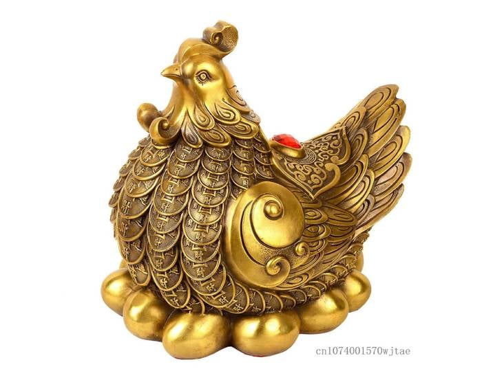 Poule doré coq pondant des oeufs créatif cuivre pièce à couver oeuf Sculpture maison salon chambre bureau décoration artisanat 1Pc