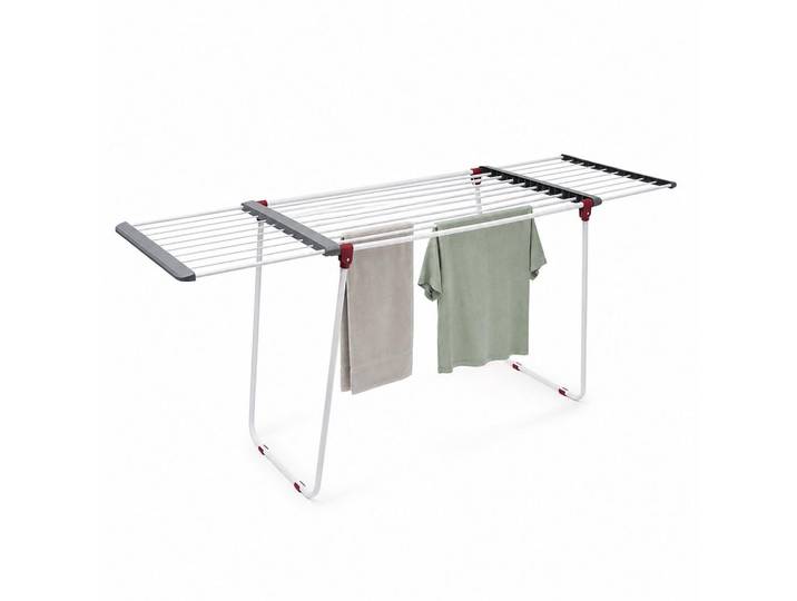 Relaxdays Wäscheständer Weiß ausziehbar 18,2 m, Metall, Kunststoff, Textil, 199x91x63 cm, Haushalt & Reinigung, Wäschepflege, Wäschekörbe & Tonnen