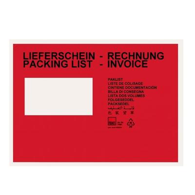 KK Verpackungen 750 Dokumententaschen Lieferscheintaschen Din C5 Rot Begleitpapiertaschen