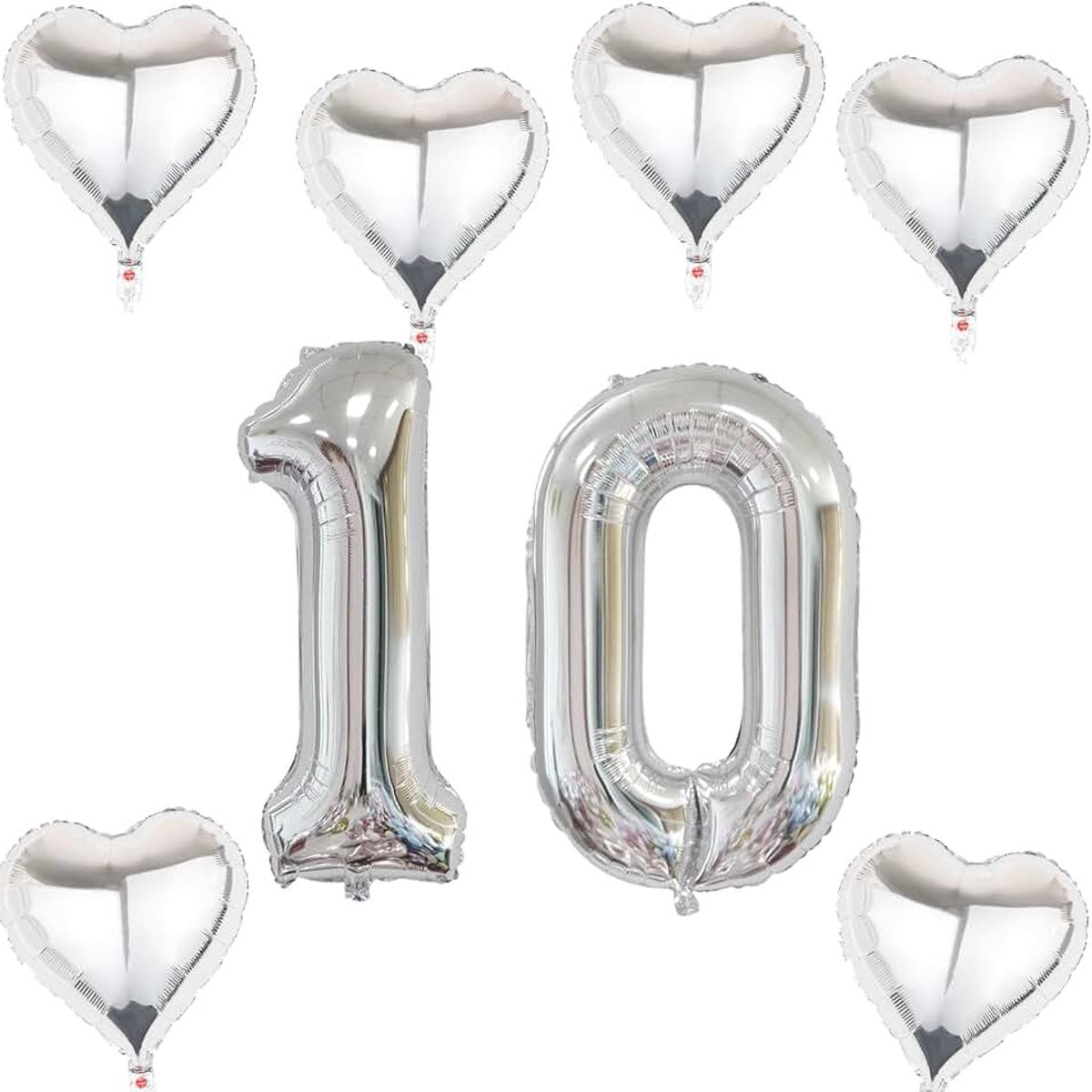 Zilveren Folieballon Nummer 10 voor Verjaardag Decoratie, 40 inch