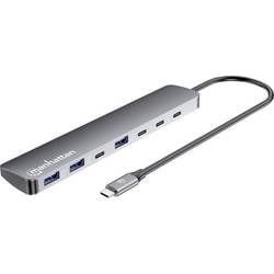 Manhattan 181167 USB-Hub 4+3 Port USB-C®, USB-A USB 3.2 Gen2 10 GBit/s mit USB-C® Stecker, mit Aluminiumgehäuse Space Grau 7-Port 10G/5G USB-C / USB-A Hub 4+3