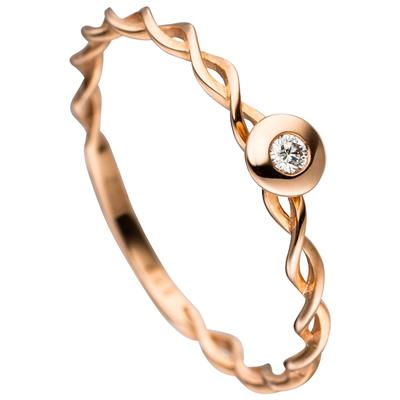 Diamantring JOBO "Ring mit Diamant" Gr. 58, rosa (roségold 585), Fingerringe, Damen, 58, SI = kleine Einschlüsse, Diamanten Roségold 585, Diamanten, Roségold 585, Diamantring, 585 Roségold
