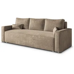 BETTSOFA MENI LM Beige Chenille-Stoff mit Schlaffunktion