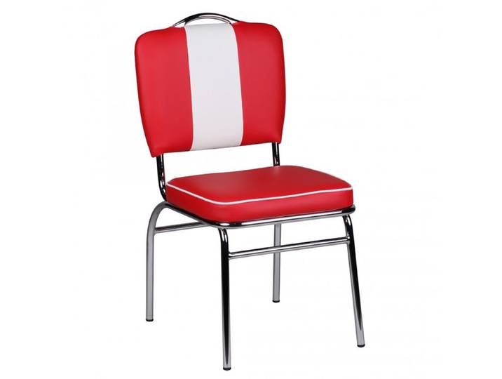 Chaise repas style diner 47x45x90 cm en PU rouge et blanc - LARA