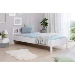 TiCAA Einzelbett und Doppelbett Merci Kiefer Weiß