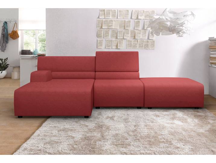 Ecksofa EGOITALIANO Babouche, Designsofa mit aussergewöhnlichem Sitzkomfort zum Wohlfühlen , rot (marsala), B:287cm H:80cm T:98cm, Luxus-Micofaser Lederoptik (100% Polyester) ist ein neues technisches Gewebe mit einem visuellen und taktilen Aspekt, der dem Nubuk sehr nahe kommt, mit innovativen Eigenschaften. Seine ausserordentliche Weichheit kommt von einem exklusiven Produktionsprozess, der Unreinheiten und Unregelmässigkeiten beseitigt. Das Ergebnis ist eine bemerkenswert samtige Faser, die durch das Vorhandensein von Körnern verstärkt wird. Von der einfarbigen Eleganz der warmen Farben und der Vielfalt an trendigen Farben, die es zu seiner eigenen Stärke und Persönlichkeit machen., Sofas, Ecksofa