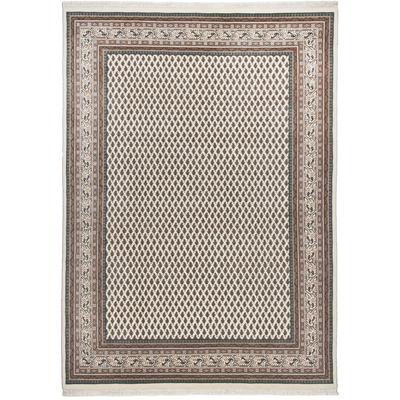Orientteppich THEKO "Abbas Meraj Mir, handgeknüpft", beige (creme), B:90cm H:12mm L:160cm, Schurwolle, Teppiche, Fransenteppich, reine Wolle, mit Fransen, Wohnzimmer