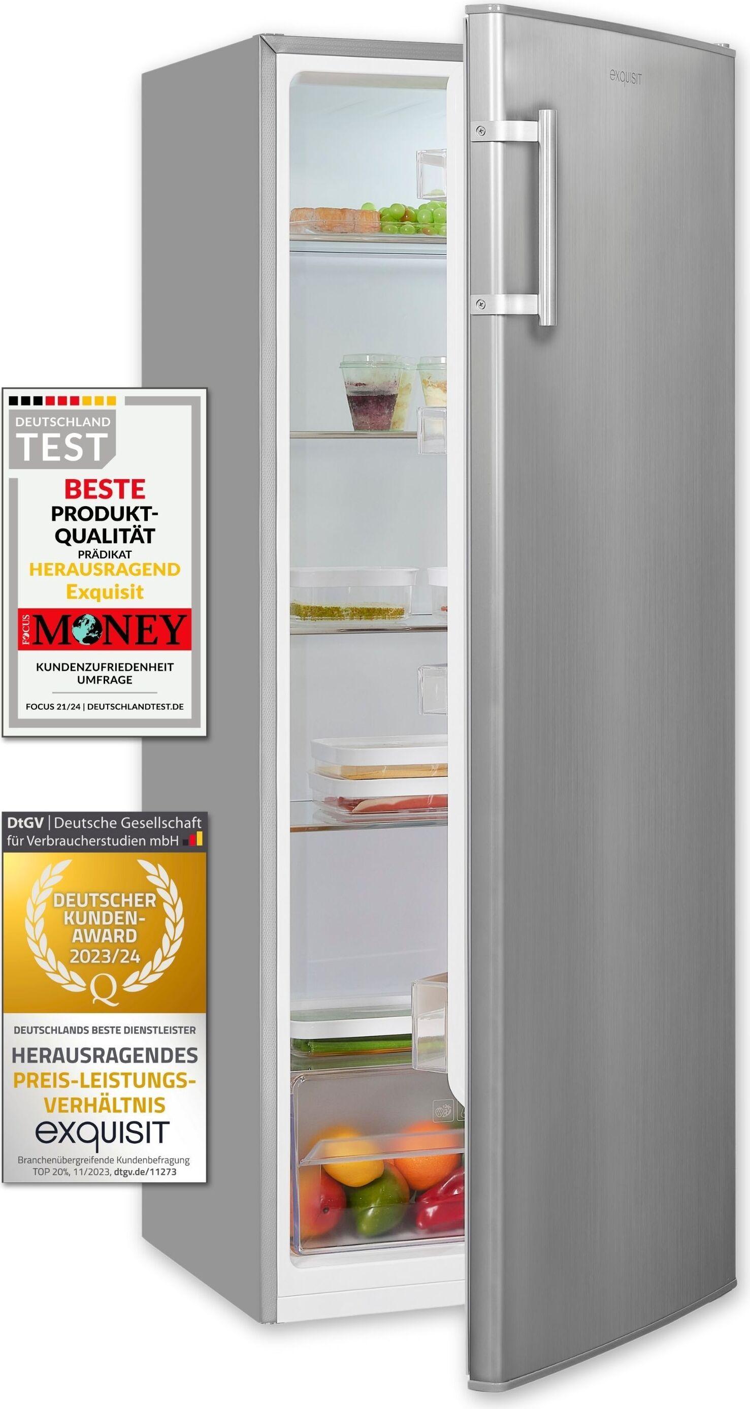 Exquisit Vollraumkühlschrank KS320-V-H-040E inoxlook | 242 l Nutzinhalt | Edelstahloptik