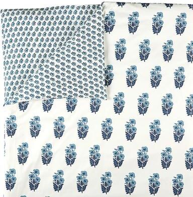 Leila Block Print Duvet Cover - Indigo, King - Ballard Designs