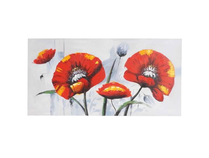 Jamb Ölgemälde Roter Mohn Handgemalt Mehrfarbig, Mehrfarbig, Textil, 140x70 cm, Bilder & Rahmen, Bilder, Ölbilder
