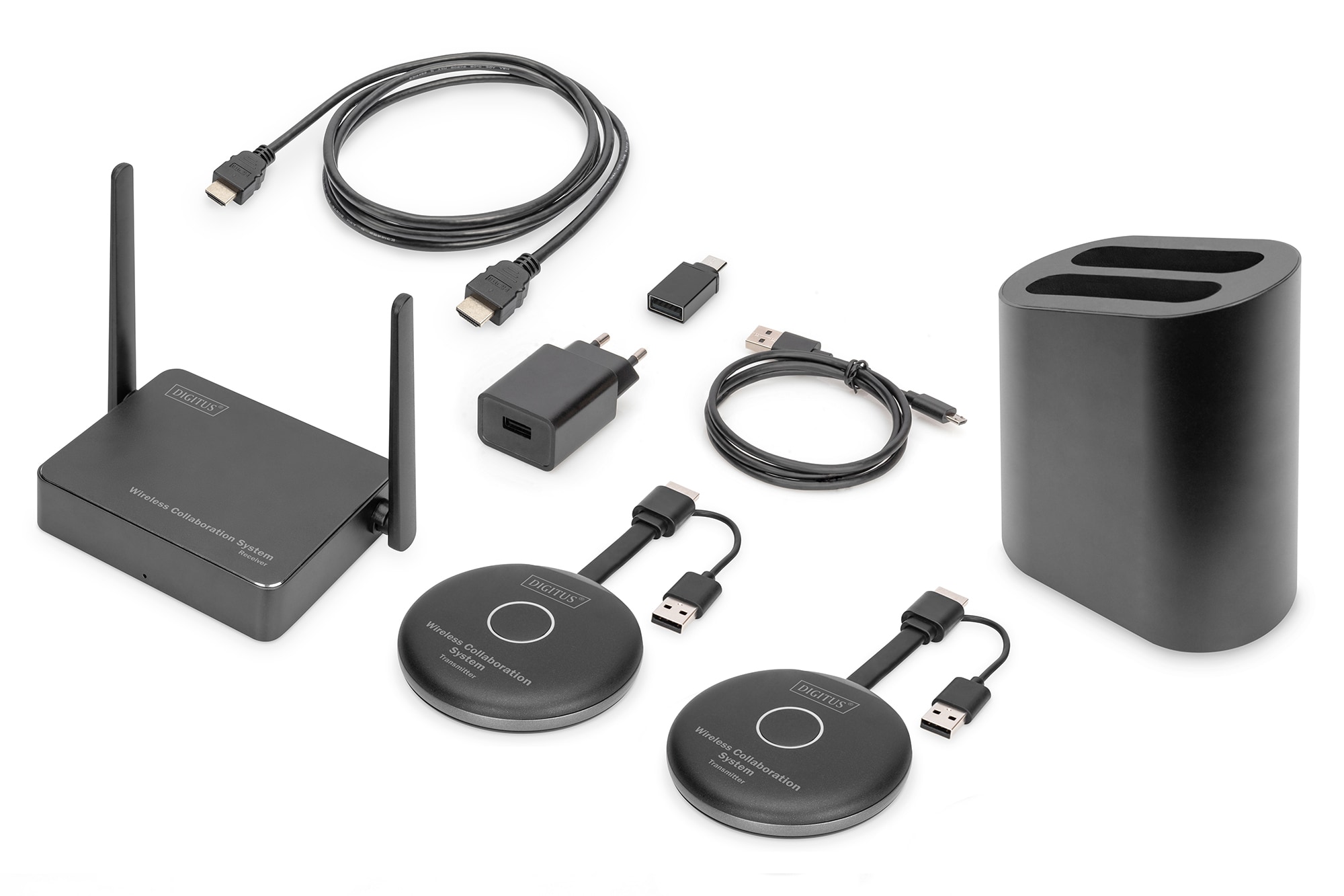 DIGITUS Click & Present - Drahtloses Kollaborationssystem HDMI, 2x TX, 1x RX