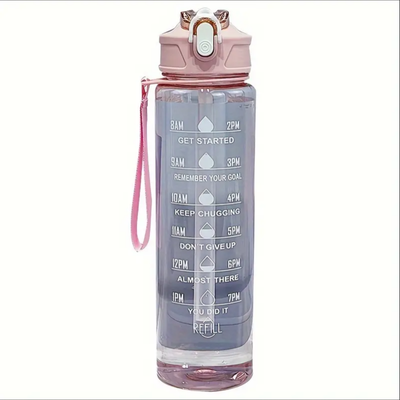 Modern Mode Marketplace Motivational Water Bottle With Time Marker Leak Proof BPA Free Gym Bottle pink