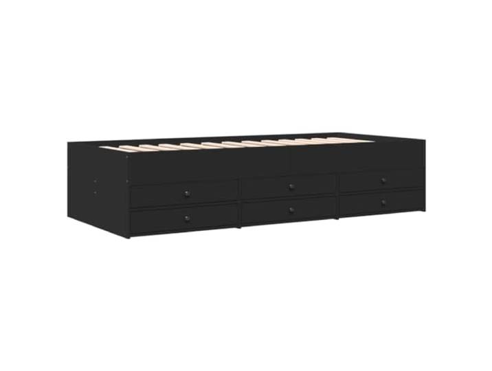 KTHLBRH Schlafsofa mit Schubladen, Schwarz, 100 x 200 cm 6 Schubladen mit Rollen, mehrschichtiger Holzrahmen mit Lattenrost, für Wohnzimmer und Schlafzimmer
